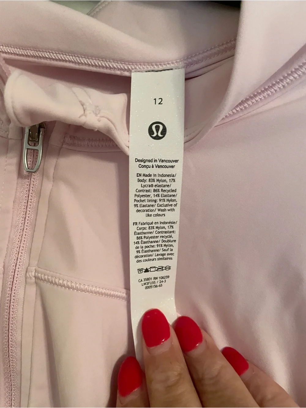 Lululemon lightweight running jacket in Meadowsweet Pink